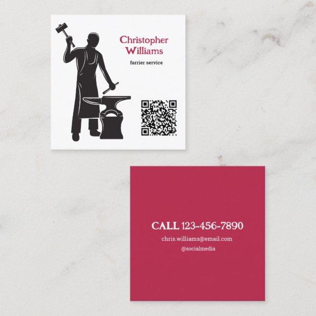 Farrier QR Code Square Business Card (Front/Back)