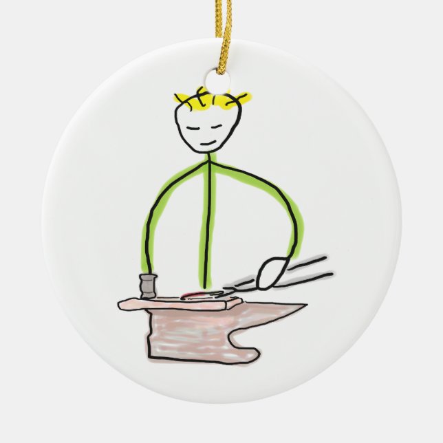 Farrier Stickman Ceramic Tree Decoration (Front)