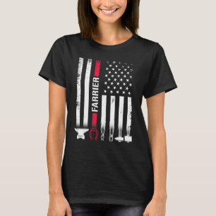 Farrier USA Flag Horseshoe Hoof Trimming Equine Sh T-Shirt