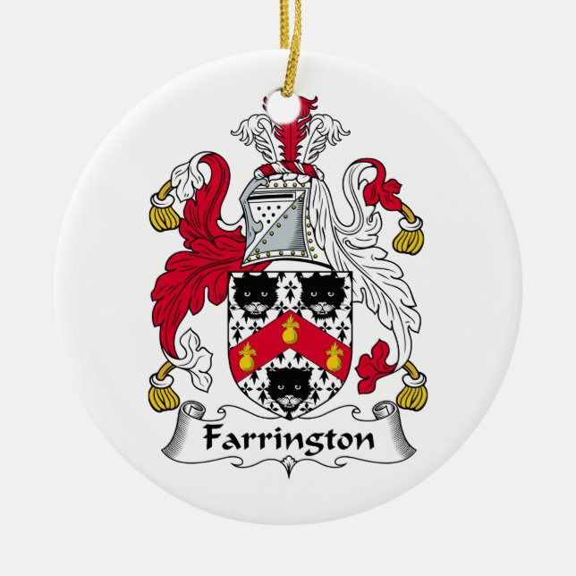 Farrington Family Crest Ceramic Tree Decoration (Front)