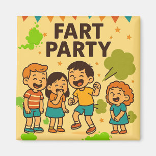 Fart Party Funny Cartoon Magnet