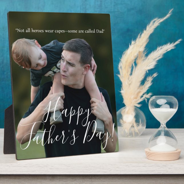 Farthers Day Dad Hero Photo Personalised Card Plaque (Side)
