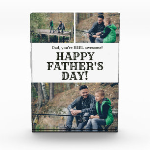 Farther's Day Fishing Reel Photo Personalised Block