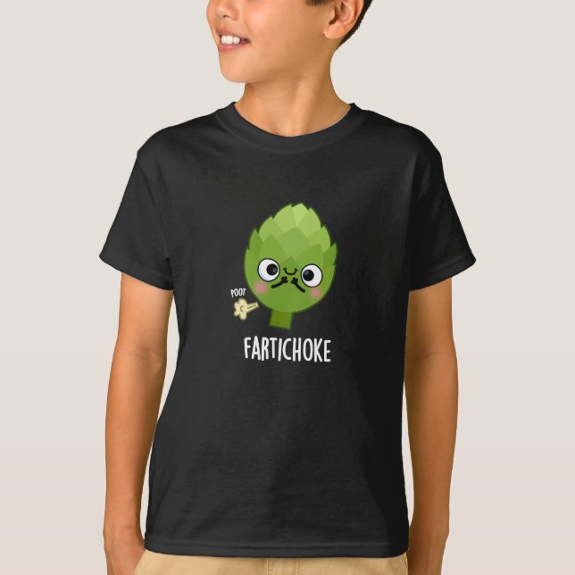 Fartichoke Funny Farting Artichoke Pun Dark BG T-Shirt (Front)