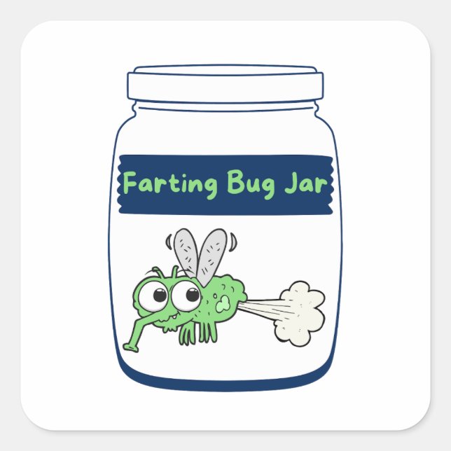 Farting Bug Jar" Whimsical Square Sticker (Front)