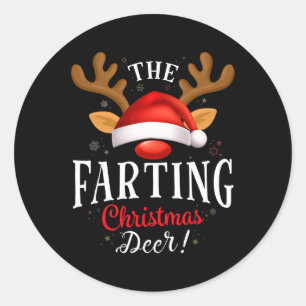 Farting Christmas Deer Pjs Xmas Family Matching Classic Round Sticker