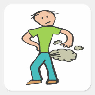 Farting Man Square Sticker