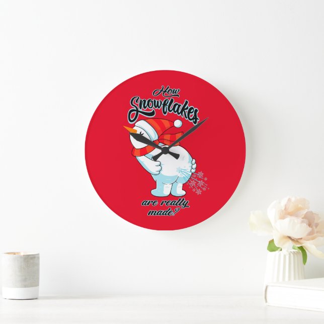 Farting Snowman How Snowflakes Are Really Made Large Clock (Home)