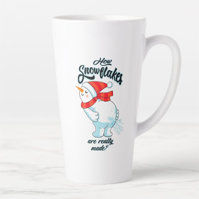 Farting Snowman How Snowflakes Are Really Made Latte Mug (Right)
