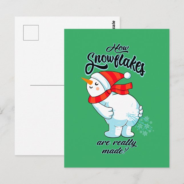 Farting Snowman How Snowflakes Are Really Made Postcard (Front/Back)