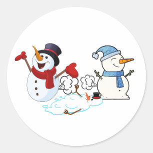 Farting Snowmen Classic Round Sticker