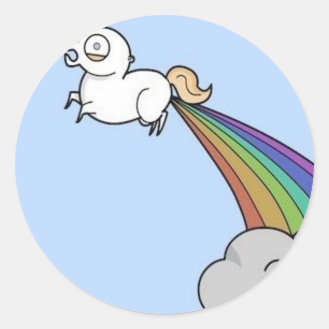 Farting Unicorn Classic Round Sticker (Front)
