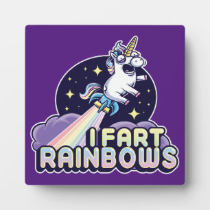 Farting Unicorn - Funny Unicorn - I Fart Rainbows Plaque