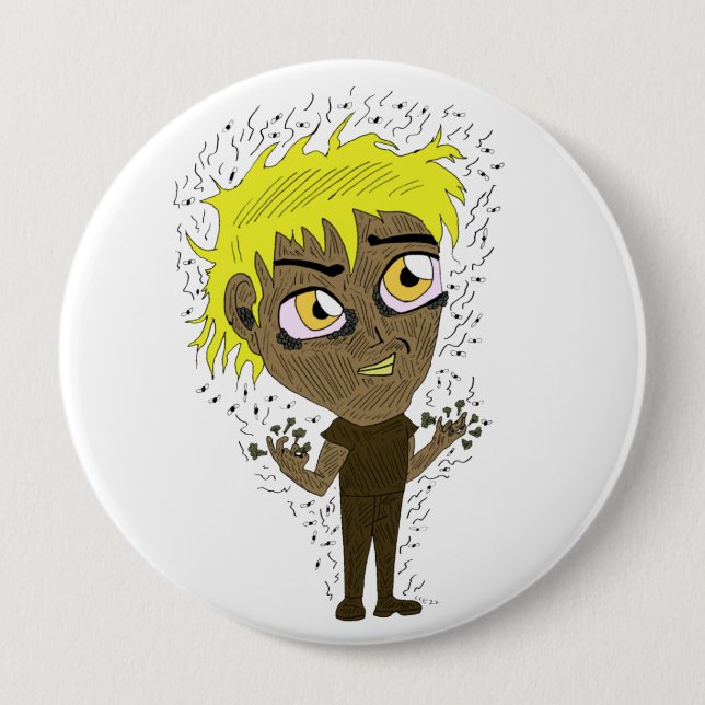Farty Fingers  Chibi 10 Cm Round Badge (Front)