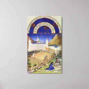 Fascimile of July: Harvesting and Sheep Canvas Print