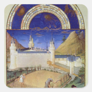 Fascimile of July: Harvesting and Sheep Square Sticker