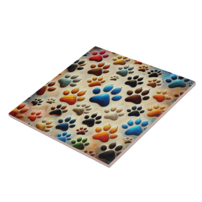 fascinated by canine dog paw print with passion tile (Side)
