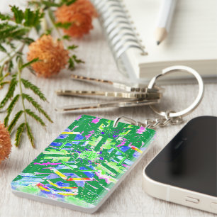 Fascinating digital art in bright colours key ring