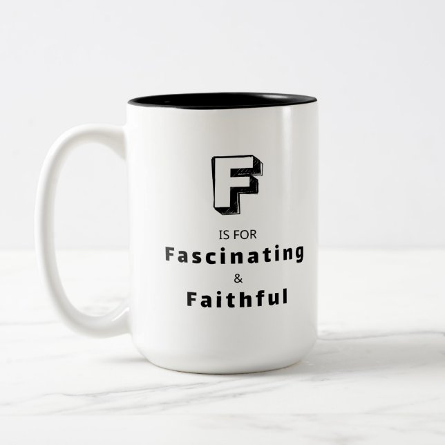 Fascinating F - Personalised Luxury Praise Mug (Left)