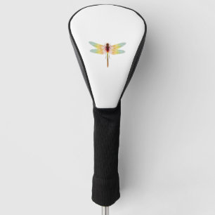 fascinating iridescent drawing of a dragonfly golf head cover