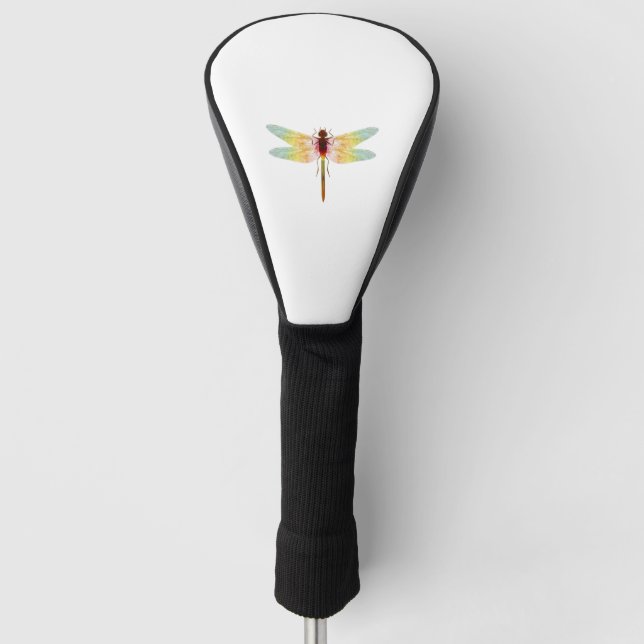 fascinating iridescent drawing of a dragonfly golf head cover (Front)