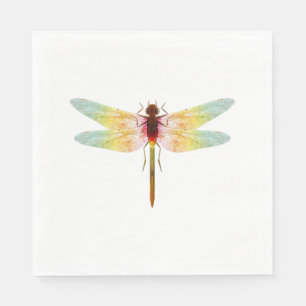 fascinating iridescent drawing of a dragonfly napkin