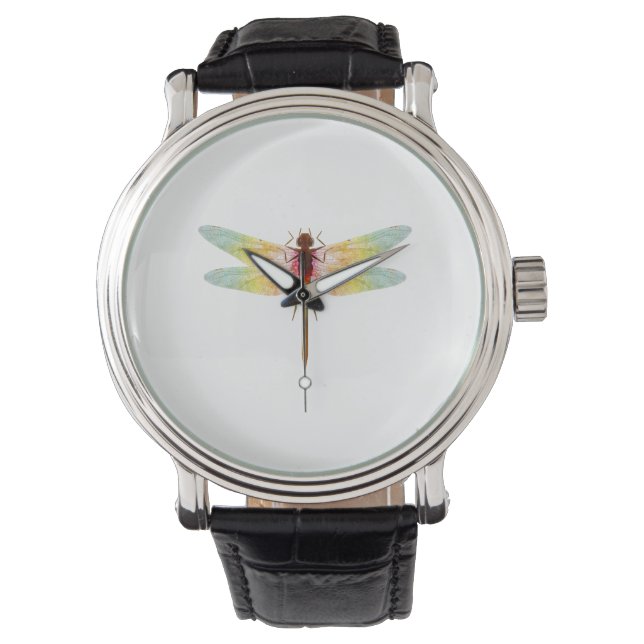 fascinating iridescent drawing of a dragonfly watch (Front)