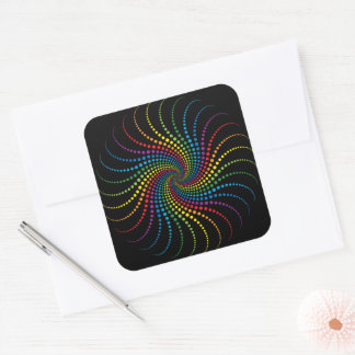 Fascinating Rainbow Spiral Square Sticker