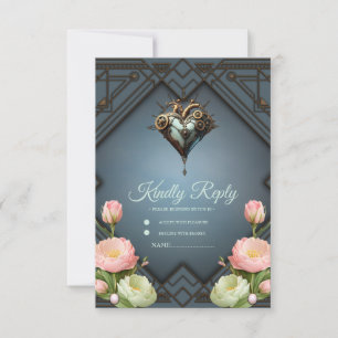 Fascinating steampunk heart RSVP card