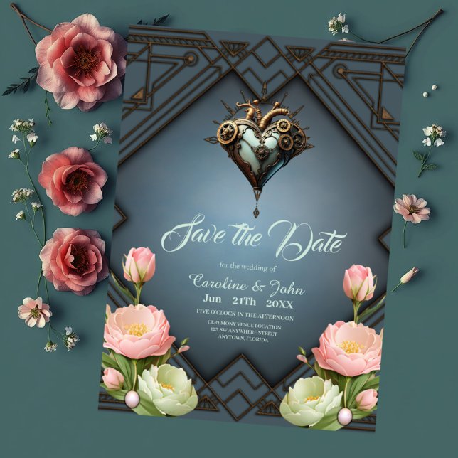 Fascinating steampunk heart  save the date (Creator Uploaded)