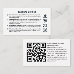 Fascism Defined: Custom Rally Handout with QR code Business Card