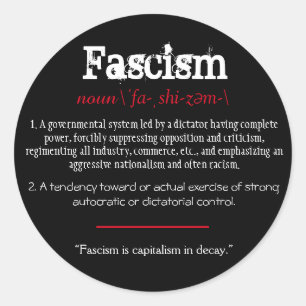 Fascism Definition Political Statement Red Classic Round Sticker