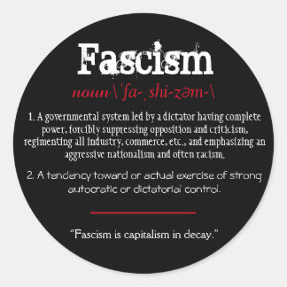 Fascism Definition Political Statement Red Classic Round Sticker