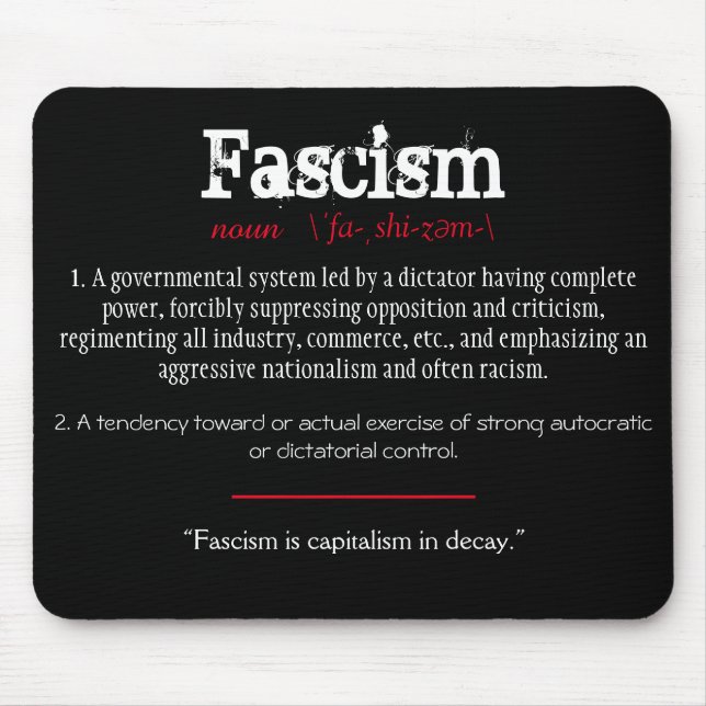 Fascism Definition Political Statement Red Mouse Mat (Front)