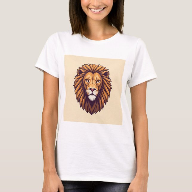 Fashion a geometric lion emblem for a fitness bran T-Shirt (Front)