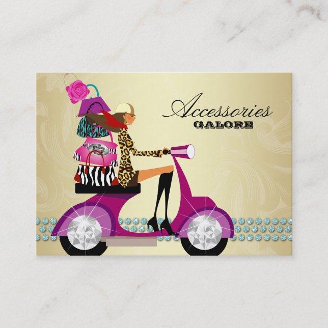 Fashion Accessories Purses Jewellery Blue Gold Business Card (Front)