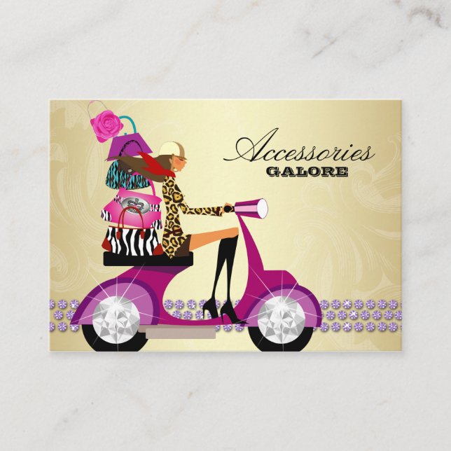 Fashion Accessories Purses Jewellery Purple Gold Business Card (Front)