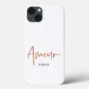 Fashion Amour Paris with Orange,Yellow Text White iPhone 13 Case