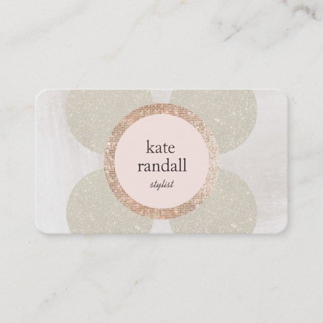 Fashion and Beauty Faux Gold Glitter and Sequins Business Card (Front)