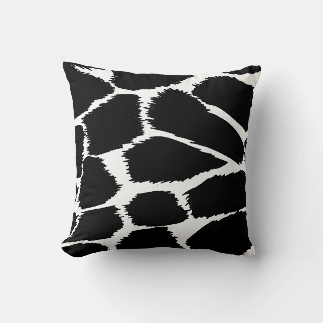 Fashion animal print mono black and white pillow (Front)
