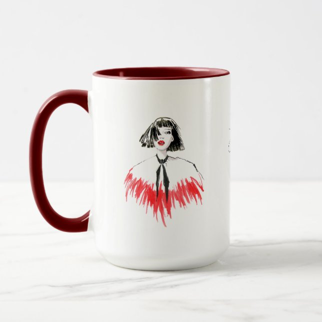 Fashion Art Black and Red #2 15oz Ringer Mug (Left)