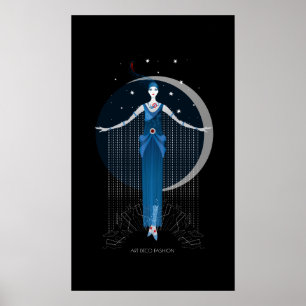 Fashion art deco elegant stylish illustration poster