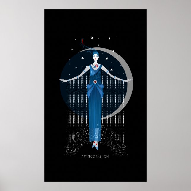Fashion art deco elegant stylish illustration poster (Front)
