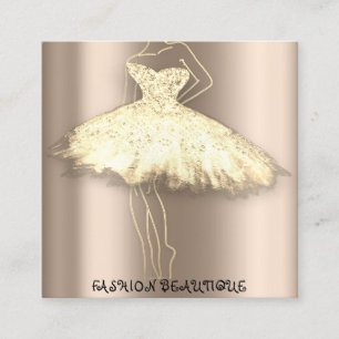 Fashion Beautique Dress Custom QR Logo Rose Blush Square Business Card
