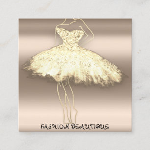 Fashion Beautique Dress Custom QR Logo Rose Gold Square Business Card
