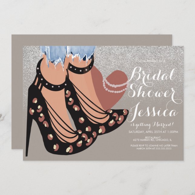 Fashion Beauty Heels Jeans Bridal Shower Earthy In Invitation (Front/Back)