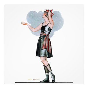 Fashion Beauty in the Rain by C Coles Phillips Photo Print