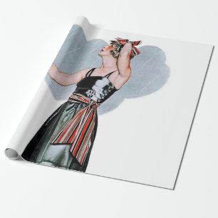 Fashion Beauty in the Rain by C Coles Phillips Wrapping Paper