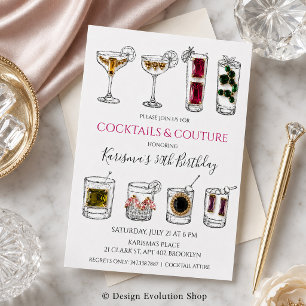 Fashion Birthday Cocktail Party Invitation