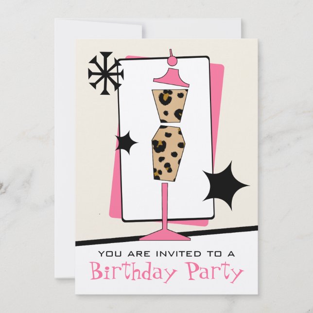 Fashion Birthday Party Leopard Print Dress Form Invitation (Front)